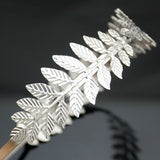 DRESHOW Roman Goddess Leaf Branch Dainty Bridal Hair Crown Head Dress Boho Alice Band, 2 pcs, gold and silver