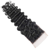 Misoun Hair Free Part Lace Closure 4x4 Deep Wave Brazilian Virgin Human Hair 130% Density Lace Closure Natural Color Hair(14 Inch, 35g)