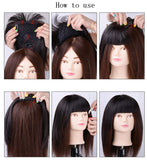 14" Hair Toppers with Bangs Hair Extension Clip in Top Crown Hairpieces for Thinning Hair (Dark Brown, Thin)