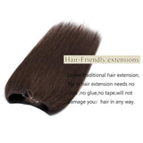 24 Inches Hidden Crown Human Hair Extensions One piece Secret Fish Line Wire In Hairpiece With Transparent Invisible Rubber Band Long Straight No Clips No Glue For Women #4 Medium Brown 80g