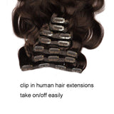 18" FAAAL Clip in Human Hair Extensions Full Head 150g 7 Pieces 16 Clips #2 Dark Brown Double Weft Brazilian Real Remy Hair Extensions Thick Body Wave (18" 150g, Dark Brown)