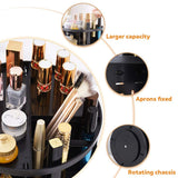 360 Degree Rotating Makeup Organizer, DIY Adjustable Bathroom Makeup Carousel Spinning Holder Rack, Large Capacity Cosmetics Storage Box Vanity Shelf Countertop, Fits Makeup Brushes, Lipsticks, Black
