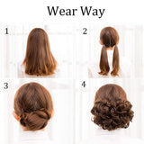 Short Messy Curly Dish Hair Bun Extension Easy Stretch hair Combs Clip in Ponytail Extension Scrunchie Chignon Tray Ponytail Hairpieces for women - ash blonde