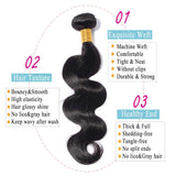 S-noilite Brazilian Body Wave Human Hair Bundle Unprocessed Body Wavy Remy Human Hair Bundle for Women #1B Natural Black 1 Bundle Total 100g/3.5oz 30 Inch Body Curly Human Hair Extension