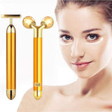 2-IN-1 Beauty Bar 24k Golden Pulse Face Massager, 3D Roller Electric Sonic Energy Beauty Bar and T Shape Face Massager Kit for Face Lift Anti-Aging Anti-Wrinkles Skin Tightening Face Firming