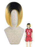 Kozume Kenma Cosplay Wigs for Haikyuu Costume Short Black Blonde Hair Wig Anime Harajuku Lolita Cute Synthetic Wigs for Party AD019M