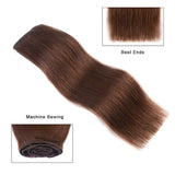 Real Clip in Hair Extensions Medium Brown 8 Pieces - Premium Womens Straight Double Weft Thick Remy Hair Extensions Clip in on Human Hair for Short Hair (12" / 12 inch, #4, 82 grams/2.9 Oz )