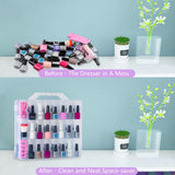 Clear Portable Nail Polish Organizer,Double -Sided Organiser,Dust-Proof,48 Bottles Adjustable Dividers Space Saver and Nail Polish Carrying Case with 2 Toe Separators-Transparent