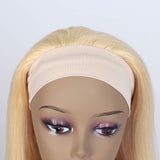 Dorabeauty Headband Wigs #613 Blonde Straight Human Hair Wigs With Scarf 150% Density Glueless Brazilian None Lace Wigs For Black Women(12 Inch)