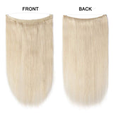 SEGO Invisible Secret Double Wire Hair Extensions Human Hair Translucent Fish Line Hidden String Crown Hair Extensions with Miracle Headband Hairpieces #60 Platinum Blonde 20 inches 110g