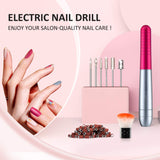 ATMOKO Electric Nail Drill, Professional Nail Drill Kit For Acrylic Nail | Portable Electric Nail File for Gel Nail | Manicure Pedicure Polishing Shape Tool with 6Pcs Nail Drill Bits | Home Salon Use