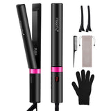Hair Straightener, Magicfly 2 in 1 Flat Curling Iron Ceramic Tourmaline Ionic, Adjustable Temp, Instant Heat Fast, LCD Display, 360 Swivel Cord, Travel Size, Straight and Curl for All Hair Types