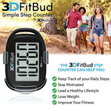 3DFitBud Simple Step Counter Walking 3D Pedometer with Lanyard, A420S