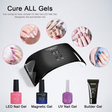 Lavender Violets Nail Art Gel Nail Manicure Bundle Set of LED UV Nail Lamp Light + Gel Polish Plain Pack with Base n Top Coat