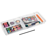 mDesign Expandable Makeup Organizer for Bathroom Drawers, Vanities, Countertops: Organize Makeup Brushes, Eyeshadow Palettes, Lipstick, Lip Gloss, Blush, Concealer - Adjustable Width, 2 Pack - Clear