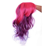 S-noilite Ombre Pink Blue Purple Cosplay Costume Wigs 24inch Long Wavy Heat Resistant Synthetic Hair Colorful Halloween Party Full Wig with Bangs for Women