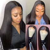 ISEE Hair 4x4 Lace Front Wigs Human Hair For Black Women Brazilian Straight Human Hair Lace Closure Wigs 180% Density Pre Plucked With Baby Hair Natural Color (14 Inch, Straight Human Hair Wigs)