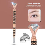 Manual Tattoo Pen, Detachable Crystal Eyebrow Eyeliner Lip Microblading Needle Pen, Eyebrow Microblading Pens for Semi-Permanent Makeup Tool (Rose Gold)