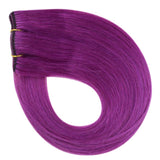 Purple Clip in Hair Extensions Real Human Hair 20 Inch 5Pcs 40G Clip ins Double Weft Hair Extensions Festival Hair