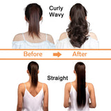 Leterly 18" 24" Ponytail Extension Long Curly Straight Wrap Around Pony Tails Clip in Hair Piece Synthetic for Women Girls Ash Blonde
