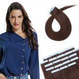 14 Inch Remy Tape in Human Hair Extensions 20pcs 40g/pack #4 Medium Brown Balayage Long Straight Hair Seamless Skin Weft Invisible Double Sided Tape