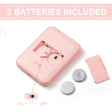 Travel Mirror, Portable LED Lighted Makeup Mirror- Small Compact Mirror for Pocket, Folding Mini Compact Travel Mirror 1X & 2X Magnification (Pink)
