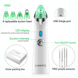 Blackhead Remover Pore Vacuum Cleaner - LONOVE Upgraded Blackhead Vacuum Rechargeable Face Vacuum Comedone Extractor Tool for Blackhead Whitehead Acne Removal, 5 Adjustable Suction Power and 4 Porbes