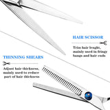 Hair Cutting Scissors Kits, 7 Pcs Stainless Steel Hairdressing Shears Set Professional Thinning Scissors For Barber/Salon/Home/Men/Women/Kids/Adults Shear Sets,silver