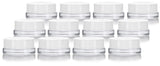 Clear Glass 7 ml Thick Wall Airtight Small Balm Sample Wax Concentrate Jars with White Foam Lined Smooth Lids (12 Pack)