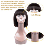 Human Hair BoB Wigs Brazilian Short BoB Wigs With Bangs 8 Inch None Lace Front Wigs For Woman Glueless Machine Made Wigs Natural Color