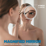 15X Magnifying Mirror & Slant Tweezers Set Makeup Application & Eyebrow Removal Essentials | Round Mirror With 3 Suction Cups & Stainless Steel Slant Tip Tweezer Use for Makeup Application 6 Inch