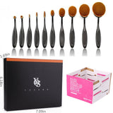 Yoseng Makeup Brush Set of 10Pcs New Fashionable Super Soft Professional Oval Toothbrush Foundation Contour Powder Blush Conceler Eyeliner Blending Brush Cosmetic Brushes Tool Set with Box (Black)