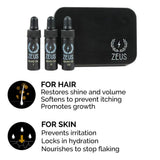 ZEUS Beard Shampoo, Beard Conditioner, and Beard Oil Sampler Set - SANDALWOOD