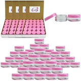 (Quantity: 500 Pcs) Beauticom 5G/5ML Round Clear Jars with Pink Lids for Makeup, Lotion, Creams, Eyeshadow, Cosmetic Product Samples - BPA Free