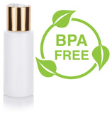 2 oz Clear Natural Refillable Plastic Squeeze Bottle with Gold Metal Disc Cap Top - (6 Pack)