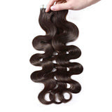 18 Inch Tape in Hair Extensions Body Wave Human Hair 100g 40pcs #2 Dark Brown Wavy Hair Seamless Skin Weft Glue in Human Hairpieces with Double Sided Tape