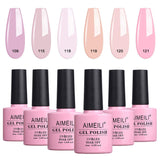 AIMEILI Soak Off UV LED Gel Nail Polish Nude Pink Color Set Of 6pcs X 10ml - Kit Set 31