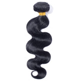 SEGO 6A Virgin Hair Bundles Sew in Hair Extensions Body Wave Wavy 100% Unprocessed Brazilian Human Hair Weave Hair Weft Extensions for Women #1B Natural Black 14 Inch 100g