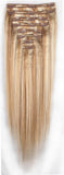 FIRSTLIKE 160g 22" Ash Brown Mix Bleach Blonde Women's 100% Clip In Remy Human Hair Extensions Unprocessed Thick Double Weft Full Head Soft Long Straight 8 Pieces 18 Clips