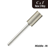 C & I New 3 Way Carbide Nail Drill Bit for Electric Manicure Drill Machine of Nail Art (Grit Middle, Silver)