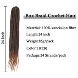 SEGO 24 Inch Crochet Box Braids Pre-Looped Box Braids Crochet Hair Extensions Ombre 3X Synthetic Braiding Hair Extensions Pre Braided Crochet Hair for Black Women 24 Strands/Pack(7 Packs 1BT30)