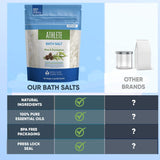 Athlete Bath Salt 32 Ounces Epsom Salt with Natural Lavender, Pine, Peppermint and Eucalyptus Essential Oils Plus Vitamin C in BPA Free Pouch with Easy Press-Lock Seal