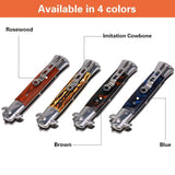 MAVIS LAVEN 8.9 Inch 4 Colors Switch Comb, Switchblade Comb, Spring Folding Push Button Pocket Folding Flick Comb Stainless Steel Hair Comb Pocket Comb for Hair Beard Mustache Styling(4)