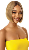 Outre THE DAILY WIG Beautiful Quick & Easy Natural Hand-tied Lace Part, Heat Friendly Premium Synthetic Short Straight Bob Blunt Cut Pre-Attached Elastic Band - DIXIE (DSREGPL)
