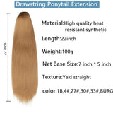 SEGO Straight Drawstring Ponytail Extension Clip In On Ponytail Hair Extensions Yaki Long Ponytail Extension for women Synthetic Hairpieces With Two Combs Wrap Around Pony Tail 27#