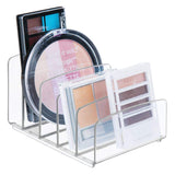 mDesign Plastic Divided Makeup Organizer for Bathroom Countertops, Vanities, Cabinets - Cosmetic Storage Solution for, Eyeshadow Palettes, Contour Kits, Blush, Face Powder - 5 Sections, 2 Pack - Clear