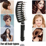 2 Pcs Boar Bristle Hair Brush Curved Vented Detangling Brush for Women and Men, Quick Blow Drying Brush Anti-frizz Styling Hair Brush for Long, Thick, Curly, Straight, Thin Hair, Wet or Dry Use