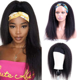 Piaoran Headband Human Hair Wigs Kinky Straight Brazilian Virgin Hair Headband Wigs Yaki Straight Machine Made Human Hair Wigs None Lace Front Wigs For Black Women 22inch