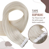 RUNATURE Tape in Hair Extensions Human Hair White Blonde Hair Extensions 22 Inch Remy Tape Extension Real Hair Silky Straight Extesnions 50g 20 Pcs Invisible Blonde Hair Tape in Extesnions