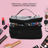 Makeup Bag Portable Travel Makeup Train Case PU Leather Cosmetic Storage Organizer for Cosmetics Makeup Brushes Toiletry Jewelry Digital Accessories Black(Black)